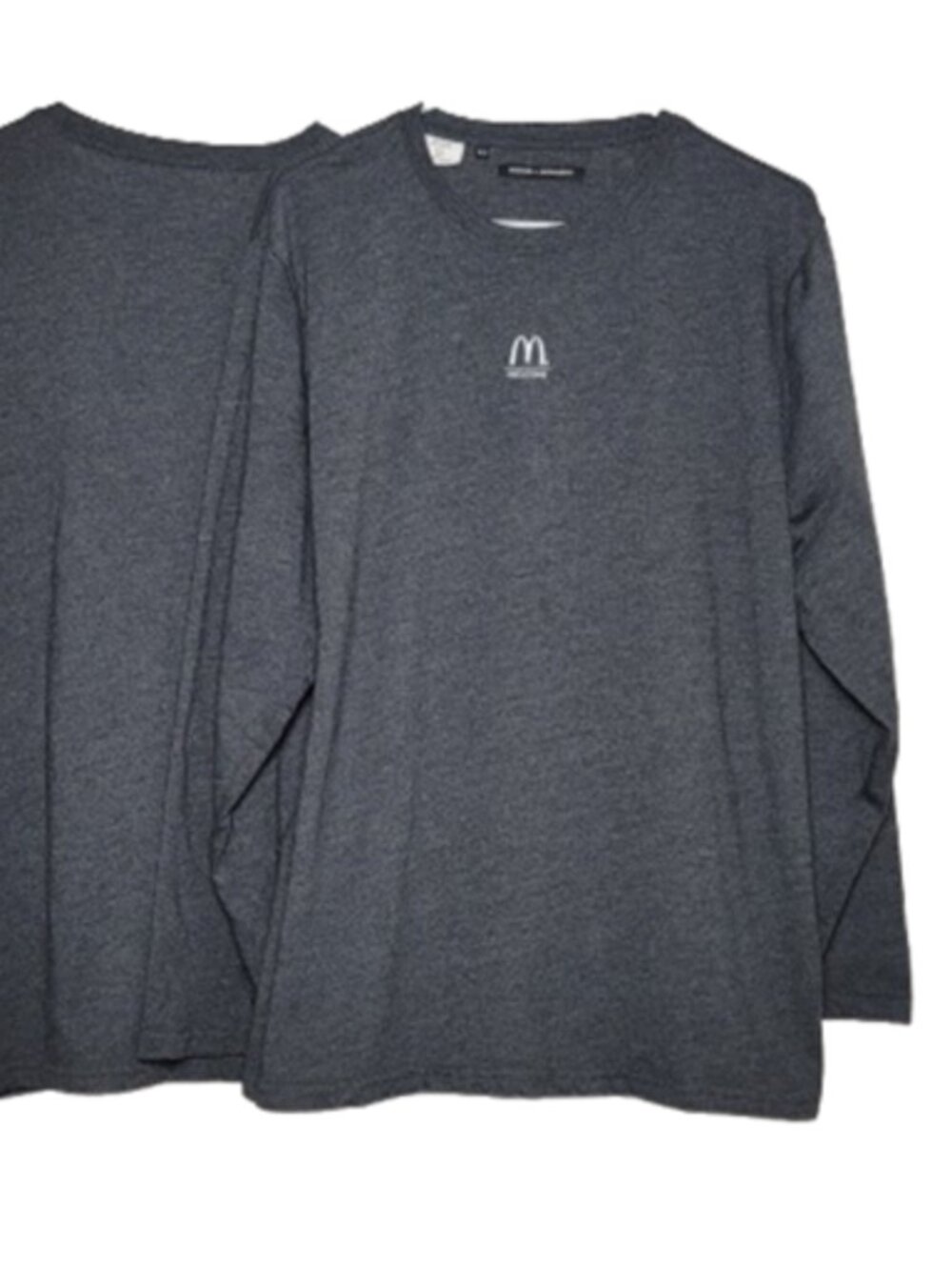 2 pack - McDonald's Employee XL Uniform "M Welcome" Gray Long Sleeve T-Shirt Tee